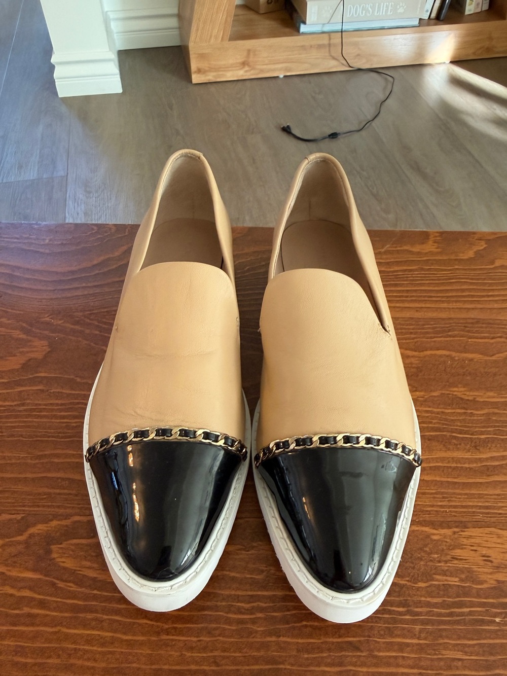Karl Lagerfeld Paris | Caralee Slip-On Loafers | Beige/Black | 7 - Picture 2 of 10